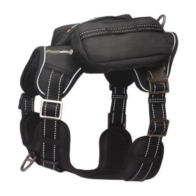 PETMARVEL High-Perfomance Tactical Dog Harness With Backpack, No Pull Front Clip & Metal Buckles (Option: Black-Large)