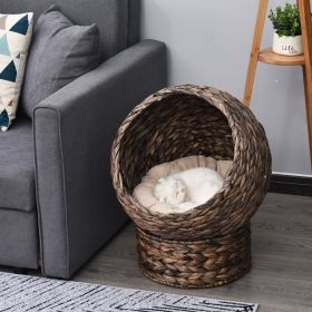 Handwoven Elevated Cat Bed with Soft Cushion & Egg Chair Shape (Option: Dark Gray-420x420x360 mm)