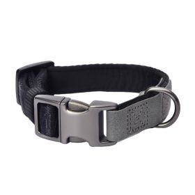 PETMARVEL Heavy Duty Solid Dog Collar Neoprene Padded 1 In Wide (Option: Grey-Small)